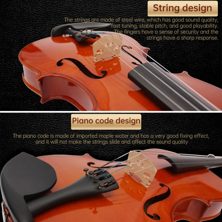 Acoustic violin top close-up with bridge, strings, and sound post area