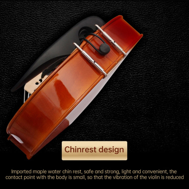 Acoustic violin chinrest and tailpiece close-up with end strap
