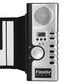 Roll-up keyboard piano control panel with speaker, volume dial, and power buttons