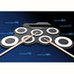 Portable electronic drum with multiple pads and two drumsticks across the pad layout