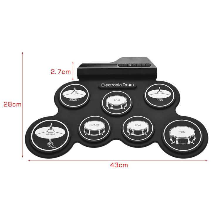 Black electronic roll-up drum with size measurement markings on the silicone pad unit