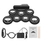 Portable electronic roll-up drum set with silicone pads, cables, foot pedals, and sticks
