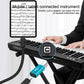 Blue Type-C to MIDI adapter connected to a keyboard controller with MIDI port