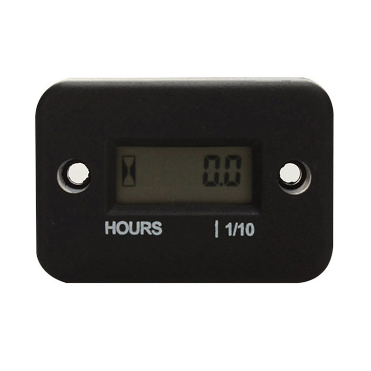 Digital timer alarm clock with black front panel and LCD hours readout