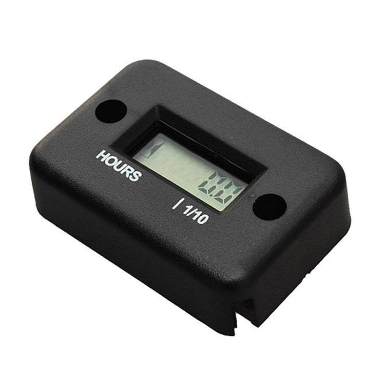 Digital timer alarm clock with LCD screen and black mounting tabs