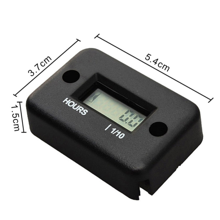 Digital timer alarm clock with LCD screen, black housing dimensions