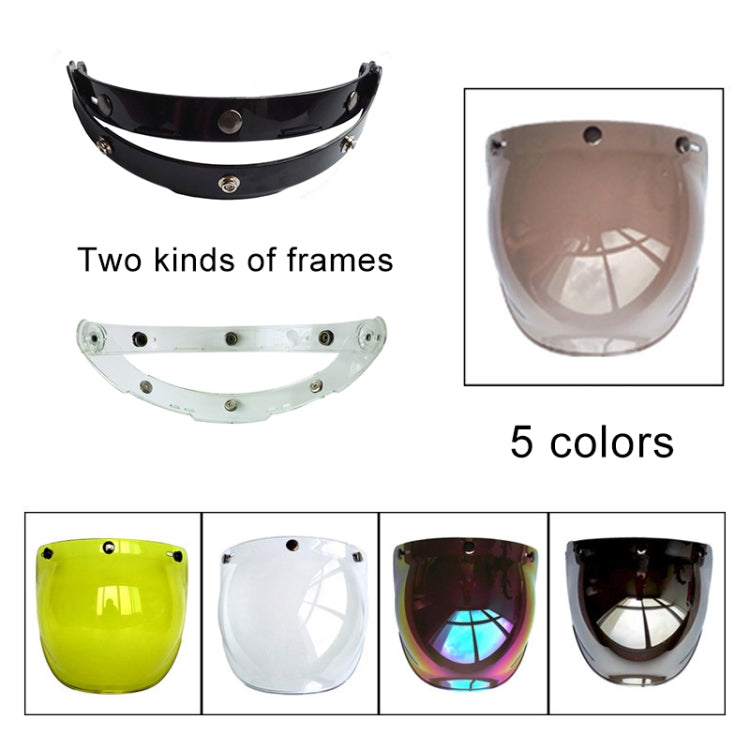 Motorcycle bubble visor with two frame styles and five lens color options
