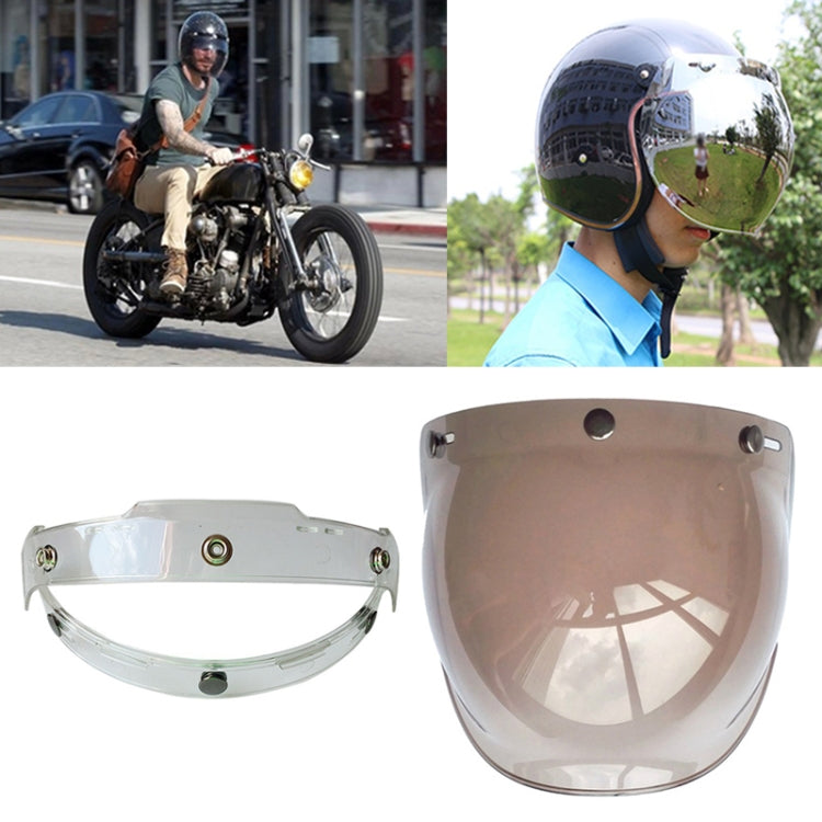 Motorcycle helmet visor with silver frame, light smoke tint