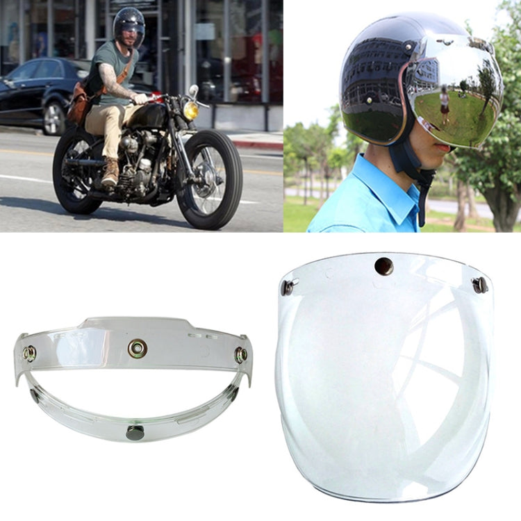 Motorcycle helmet visor with clear shield and silver mounting frame