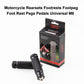 Black textured universal motorcycle footpegs set with retail box packaging