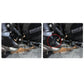 Installed black textured motorcycle footpegs on rear near engine, metal mounting end visible
