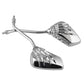 Chrome motorcycle rearview mirror with skeleton hand claw housing and mounting bolts