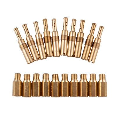 20-piece motorcycle carburetor injector set, brass-colored parts with nozzle tips