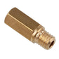 Brass-colored threaded carburetor injector fitting with hex body