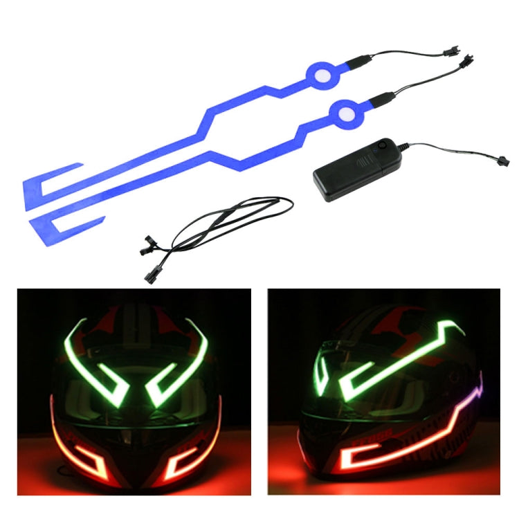 Blue pasteable motorcycle helmet light strip kit with controller and wiring harness