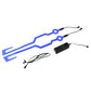 Blue universal helmet light strip kit with controller box and cable leads