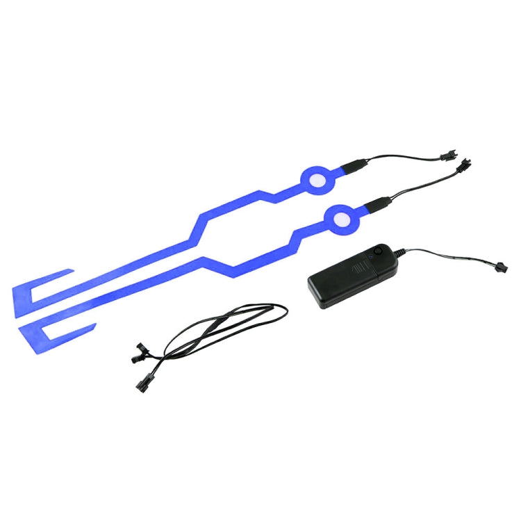 Blue universal helmet light strip kit with controller box and cable leads