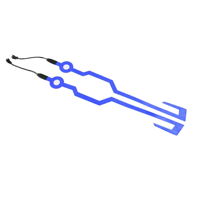 Blue helmet light strip with two adhesive light segments and wire leads
