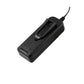 Black switch controller with attached cable for helmet light strip