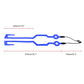 Blue helmet light strip size diagram with cable endpoints