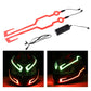 Red pasteable motorcycle helmet light strip kit with controller and glowing LEDs