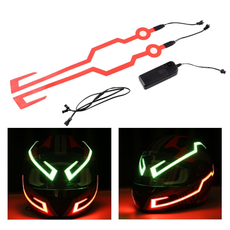 Red pasteable motorcycle helmet light strip kit with controller and glowing LEDs