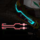 Blue adhesive helmet light strip, glowing LED outline with connector ends