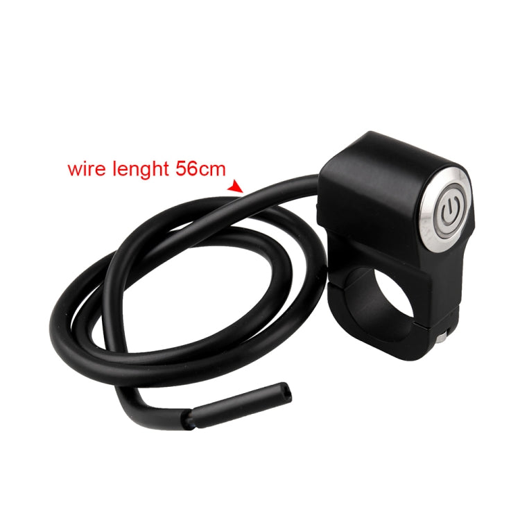 Black handlebar mount power switch with long black cable and round silver button