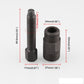 Threaded puller tool with hex bolt and cylindrical sleeve, measured dimensions shown.