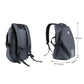 Dark gray motorcycle backpack with helmet compartment, front straps, size dimensions