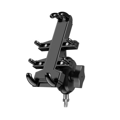 Black ball-head phone navigation holder bracket with clamp arms and M10 bolt stem