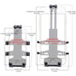Phone mount bracket with adjustable arms and compatibility size layout for mobile phones