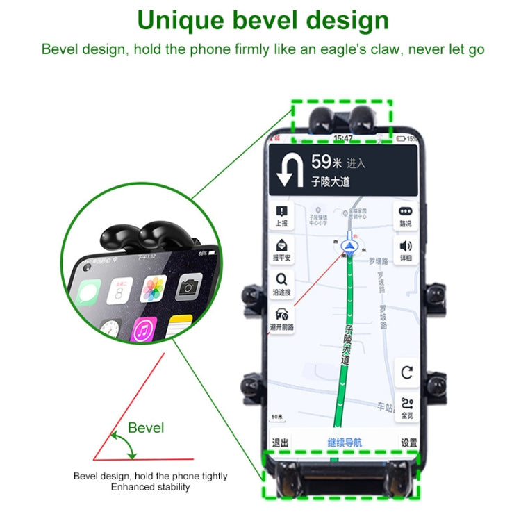 Motorcycle phone holder bracket with U-bolt clamp, eight-jaw grip and anti-theft knobs