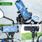 Motorcycle handlebar phone holder bracket with adjustable side clamps and anti-vibration jaws