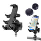 Motorcycle phone holder with ball-head mount, anti-theft cap, and phone display