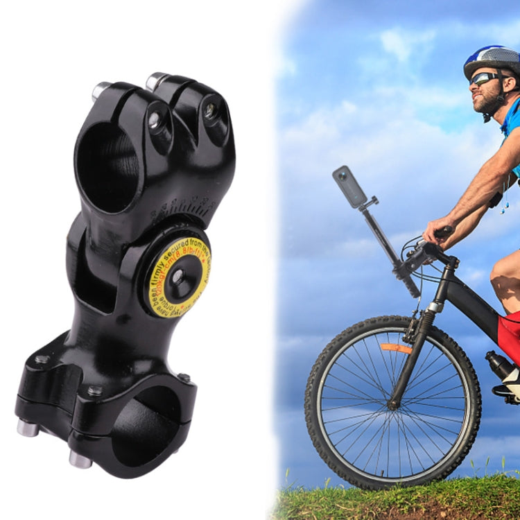 Black bicycle handlebar camera mount clamp with yellow adjustment ring