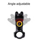Angle-adjustable black bike camera mount with yellow dial and range markings