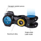 Black aluminum handlebar camera mount with hex screws, angle scale, and laser markings
