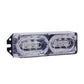 Clear housing strobe tail light bar with two oval LED sections and mounting holes