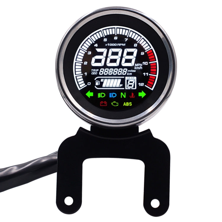 LED motorcycle digital tachometer and speedometer meter with black mounting bracket