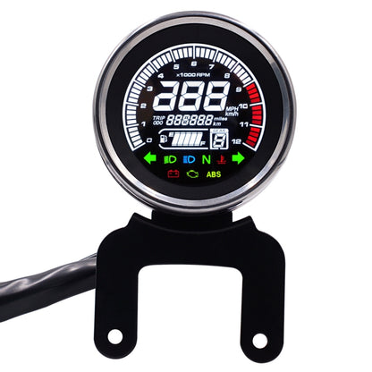 LED motorcycle digital tachometer and speedometer meter with black mounting bracket