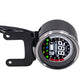 LED motorcycle digital meter with circular gauge face and black bracket mount