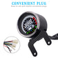 LED motorcycle digital meter with plug connector wiring and black mount bracket