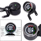 LED motorcycle digital meter set with round gauge faces and black mounting brackets