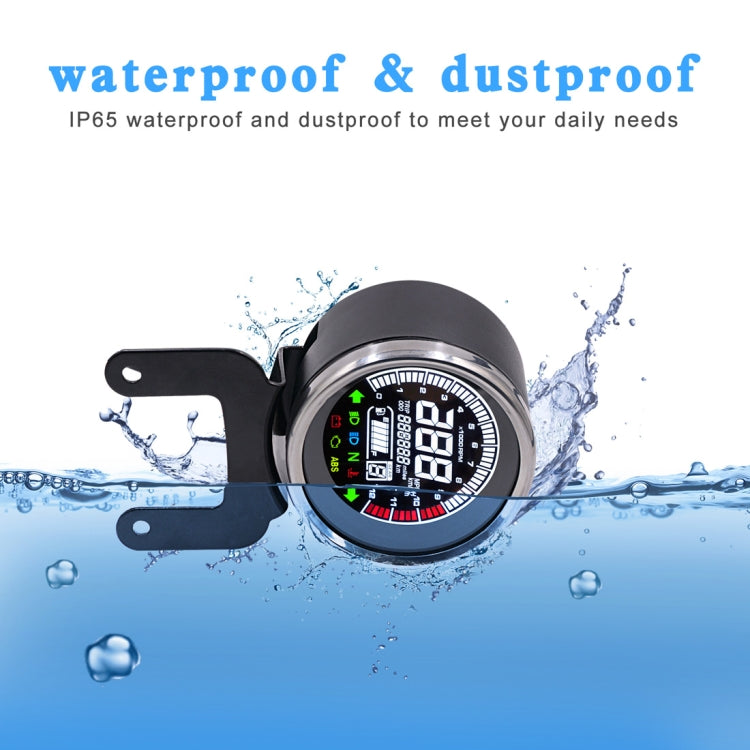 LED motorcycle digital meter with rain-and-splash shielded gauge face