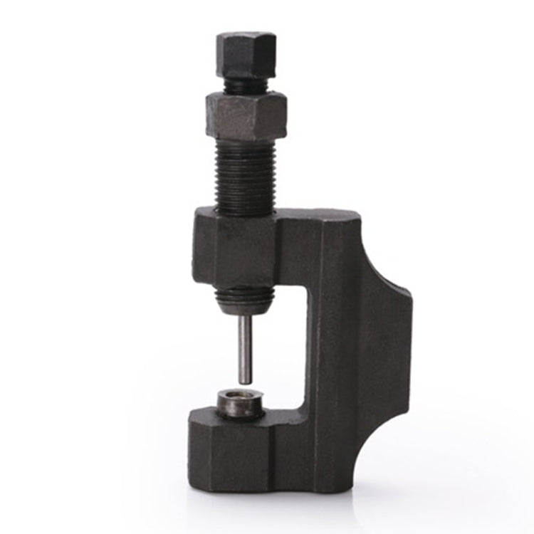 Black chain removal tool with vertical screw and U-shaped clamping jaws