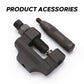 Black chain removal accessory tool with threaded pin, clamp block, and textured handle