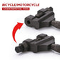Black chain removal tool with hinged clamp blocks and threaded screw mechanism