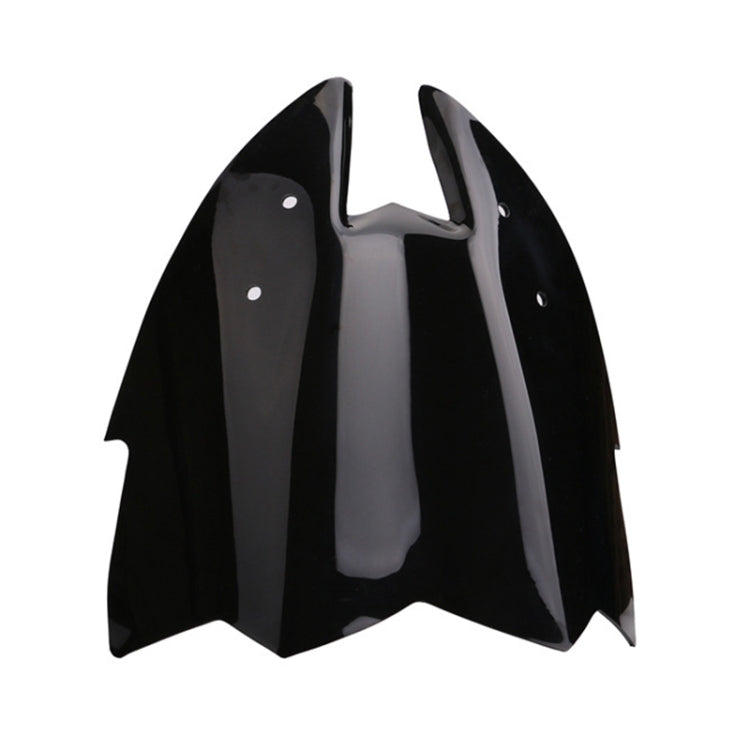 Black motorcycle front windshield panels with two side wings and mounting holes