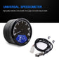 Retro motorcycle LCD odometer gauge with blue screen and cable kit, black housing